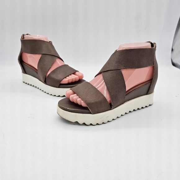 Steven by Steve Madden Womens Keanna Wedge Sandal Strappy Zip Up Brown Size 6.5M - Picture 12 of 12